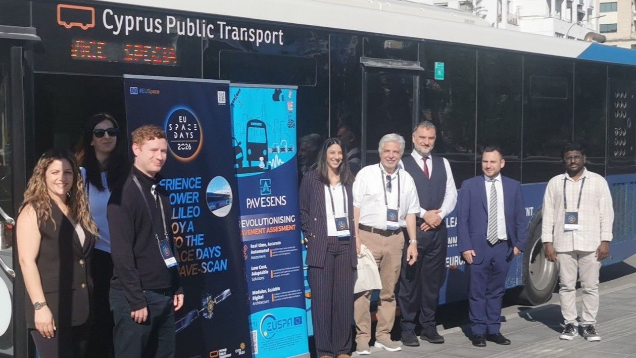 PAVE-SCAN bus display at EU Space Days 2026.