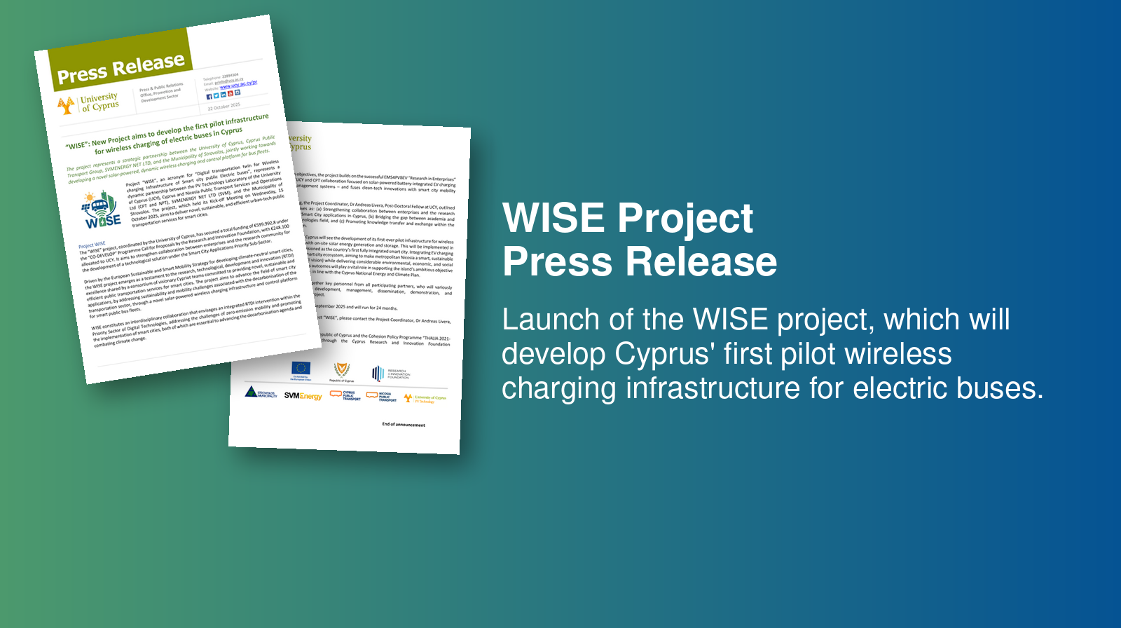 WISE Project press release - wireless charging infrastructure for electric buses